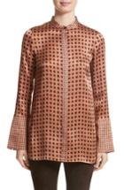 Women's Lafayette 148 New York Desra Highgate Houndstooth Silk Tunic - Brown