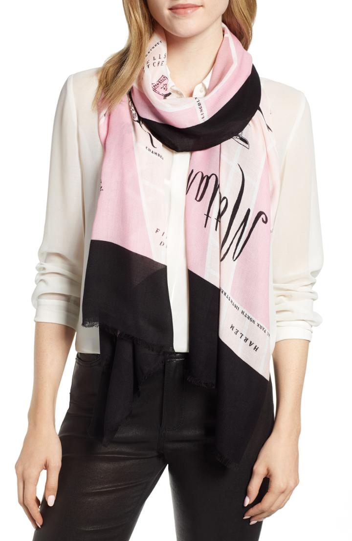 Women's Kate Spade New York Manhattan Map Oblong Scarf, Size - Pink