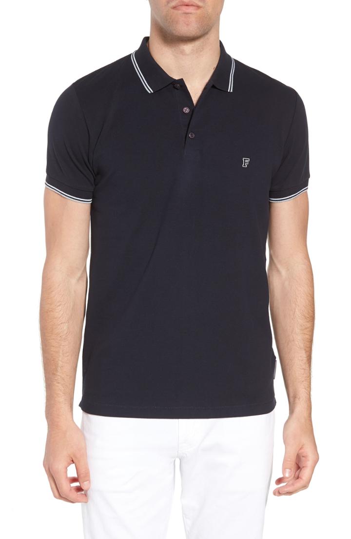 Men's French Connection Cotton Polo Shirt, Size - Blue