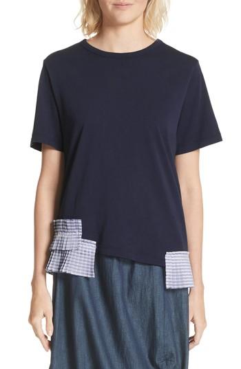 Women's Clu Contrast Pleat Trim Tee - Blue