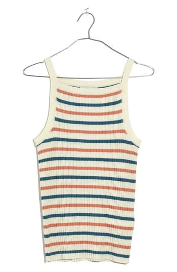 Women's Madewell Stripe Apron Sweater Tank, Size - White