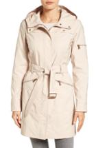 Women's Vince Camuto Hooded Belted Trench Coat - Beige