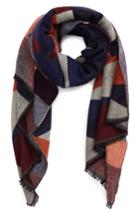 Women's La Double 7 Geo Block Scarf, Size - Blue
