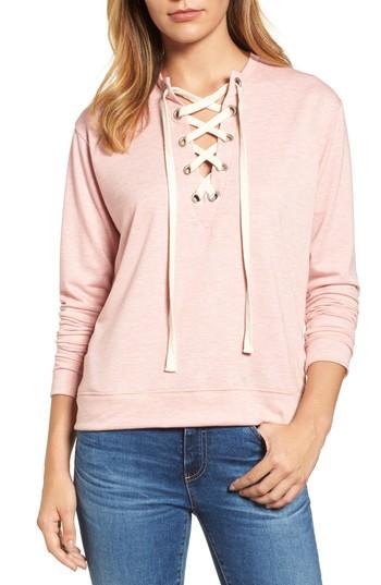 Women's Caslon Lace-up Sweatshirt - Pink