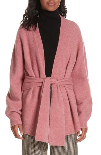 Women's Veronica Beard Estella Belted Wool Blend Cardigan - Pink