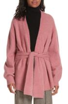 Women's Veronica Beard Estella Belted Wool Blend Cardigan - Pink