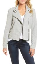 Women's Cupcakes And Cashmere Calice Textured Knit Moto Jacket - Grey