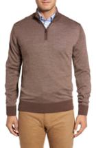 Men's Peter Millar Collection Merino Blend Bird's Eye Quarter Zip Pullover - Brown