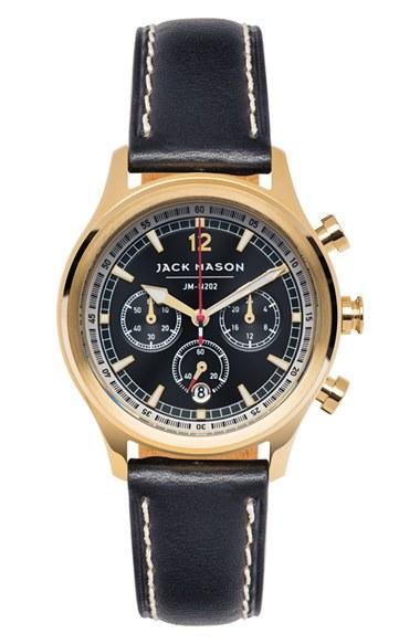 Women's Jack Mason Nautical Chronograph Leather Strap Watch, 36mm