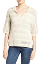 Women's Caslon Open Work Cotton Hoodie Sweater