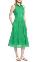 Women's 1901 Cotton Eyelet Sleeveless Shirtdress - Green