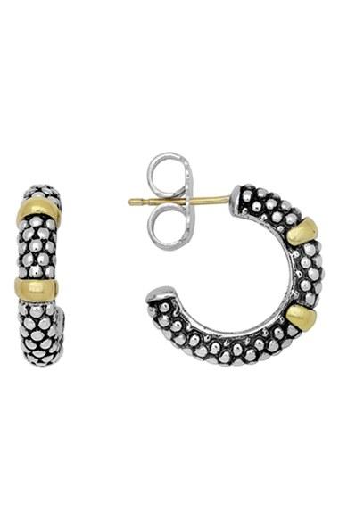 Women's Lagos Two Tone Caviar Hoop Earrings