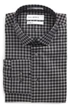 Men's Calibrate Trim Fit Check Dress Shirt 32/33 - Black