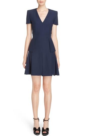 Women's Alexander Mcqueen Leaf Crepe Fit & Flare Dress Us / 48 It - Blue
