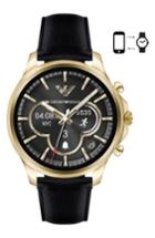 Men's Emporio Armani Touchscreen Leather Strap Smartwatch, 46mm