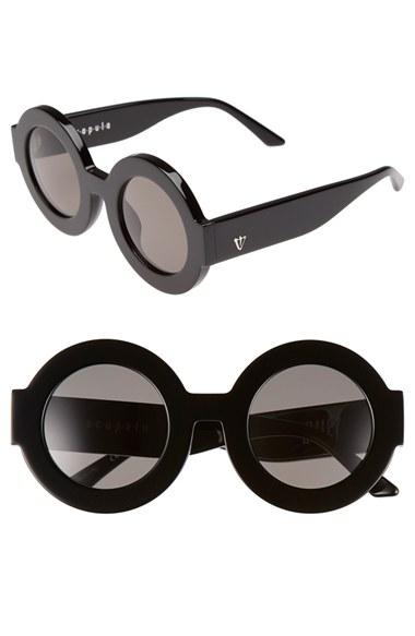 Women's Valley 'scapula' 45mm Round Sunglasses - Gloss Black