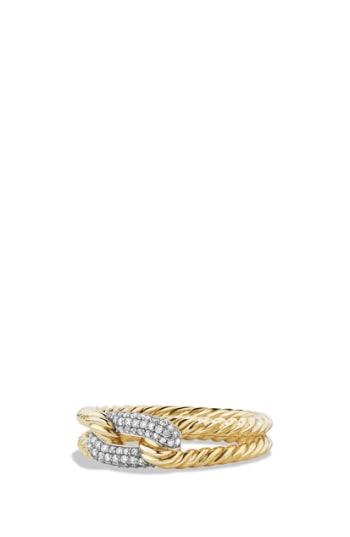 Women's David Yurman 'petite Pave' Loop Ring With Diamonds In 18k Gold