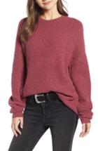 Women's Something Navy Fuzzy Oversize Sweater - Burgundy