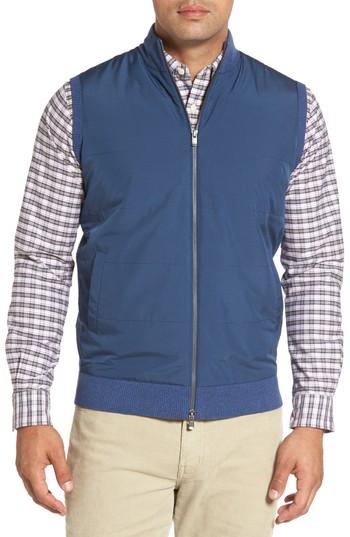 Men's Peter Millar Lenoir Mixed Media Zip Front Vest, Size - Blue
