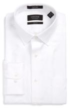 Men's Nordstrom Men's Shop Trim Fit Microgrid Dress Shirt - 32/33 - White