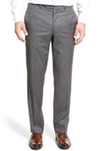 Men's Riviera Flat Front Solid Wool Trousers R - Grey