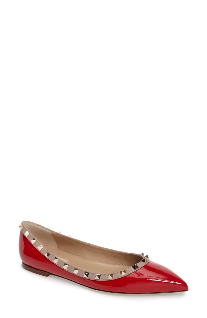 Women's Valentino Garavani Rockstud Ballerina Flat Us / 39eu - Red