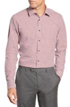 Men's Nordstrom Men's Shop Tech-smart Trim Fit Stretch Check Dress Shirt - 34/35 - Red