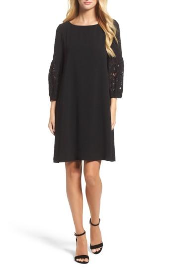 Women's Gabby Skye Lace Sleeve Trapeze Dress - Black