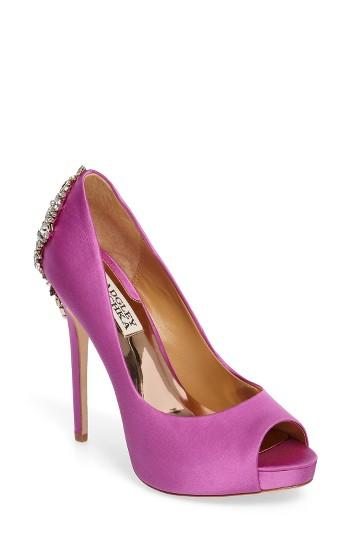 Women's Badgley Mischka 'kiara' Crystal Back Open Toe Pump