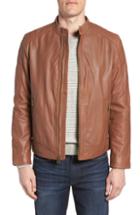 Men's Cole Haan Washed Leather Moto Jacket, Size - Brown