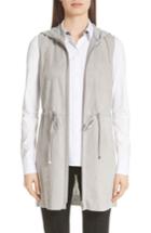 Women's Lafayette 148 New York Salma Suede Front Longline Vest - Grey