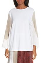 Women's Clu Colorblock Pleated Sleeve Top - White
