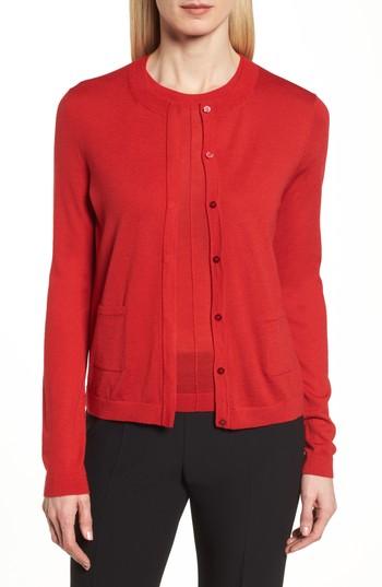 Women's Boss Fuyuma Wool Cardigan - Red