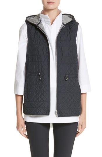 Women's Lafayette 148 New York Ginny Reversible Hooded Vest, Size - Blue