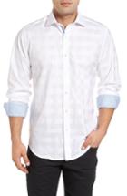 Men's Bugatchi Classic Fit Jacquard Check Sport Shirt - White