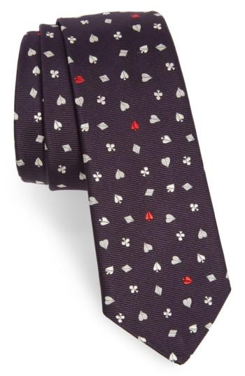 Men's Paul Smith Poker Silk Skinny Tie, Size - Blue