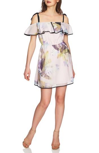 Women's Cece Cassie Ruffle Cold Shoulder Minidress - Pink