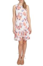 Women's Cece Floral Knit Handkerchief Hem Dress - White