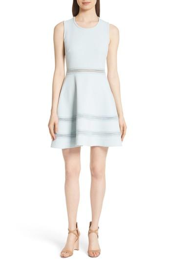 Women's Sandro Bleu Gris Eyelet Fit & Flare Dress