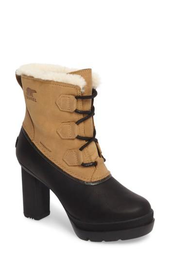 Women's Sorel Dacie Genuine Shearling Cuff Waterproof Boot M - Beige