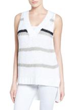 Women's Press Stripe High/low Sweater Tank - White