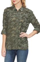 Women's Vince Camuto Fringe Camo Shirt, Size - Green