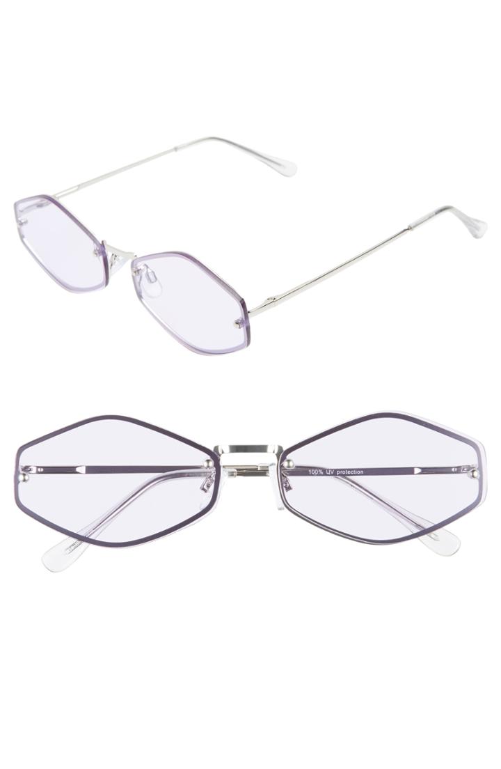 Women's Leith 62mm Rimless Geometric Aviator Sunglasses - Silver/ Purple