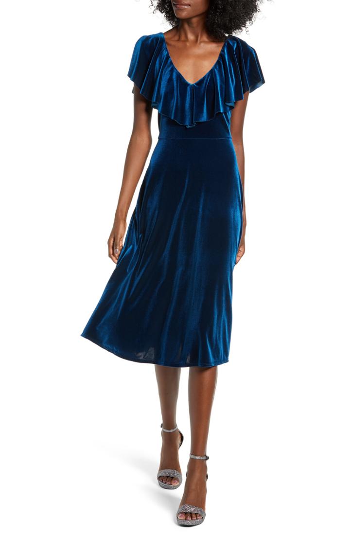 Women's June & Hudson Ruffle Midi Dress - Blue