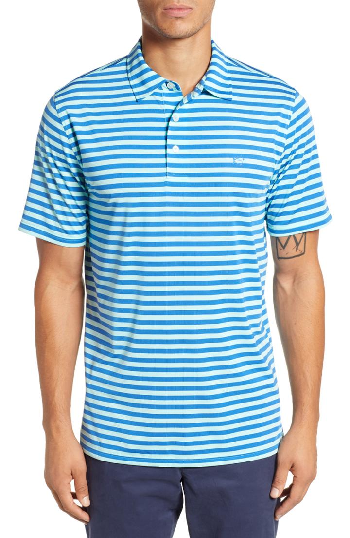 Men's Southern Tide Hangout Stripe Performance Polo - Green