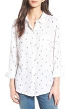 Women's Rails Charli Cactus Print Linen Blend Shirt - White