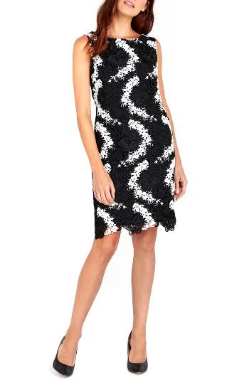 Women's Wallis Two-tone Crochet Lace Shift Dress Us / 12 Uk - Black