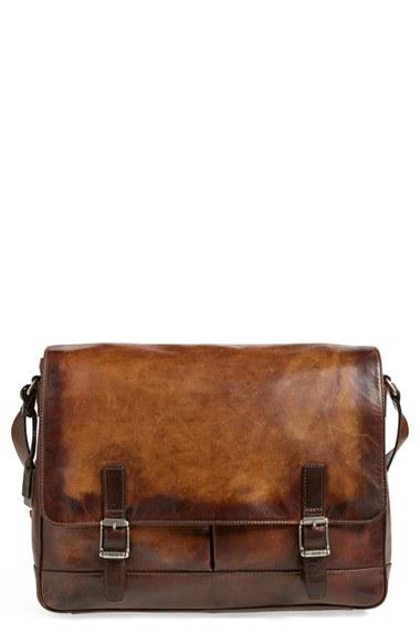 Men's Frye 'oliver' Leather Messenger Bag - Beige