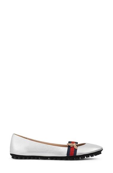 Women's Gucci 'bayadere' Ballerina Flat Us / 36eu - Metallic