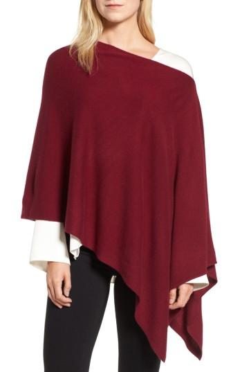 Women's Halogen Convertible Cashmere Poncho, Size - Burgundy